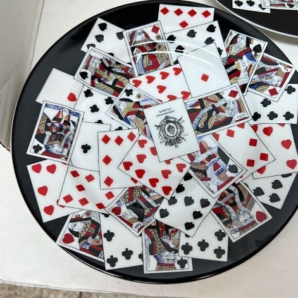 Playing Cards Bridge Poker Set of 4 Dessert Plates Colonial Williamsburg - Picture 4 of 12